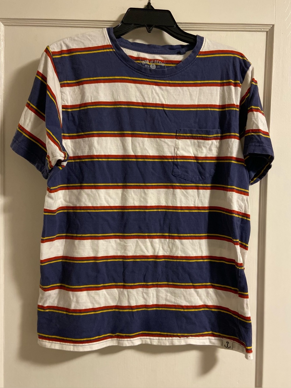 Iron & Resin Classic Multicolor Striped Pocket Tee Men’s Med Cotton Crew Neck